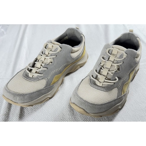 Earth Origins Shoes Womens Size 9.5 Gray Beige Yellow Suede Mesh Comfort Walking - Picture 1 of 10
